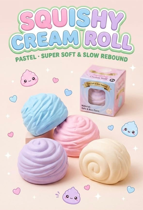 Cream Roll Squishy – Juguete Antiestrés con Relleno de Espuma