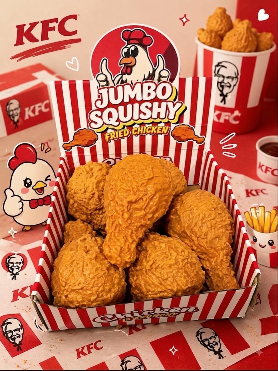 Pollo Kentucky Jumbo Squishy – Juguete Antiestrés con Relleno de Espuma