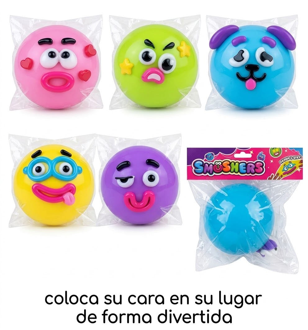 Smushers Squishy Antiestrés – Carita Armable con Relleno de Espuma