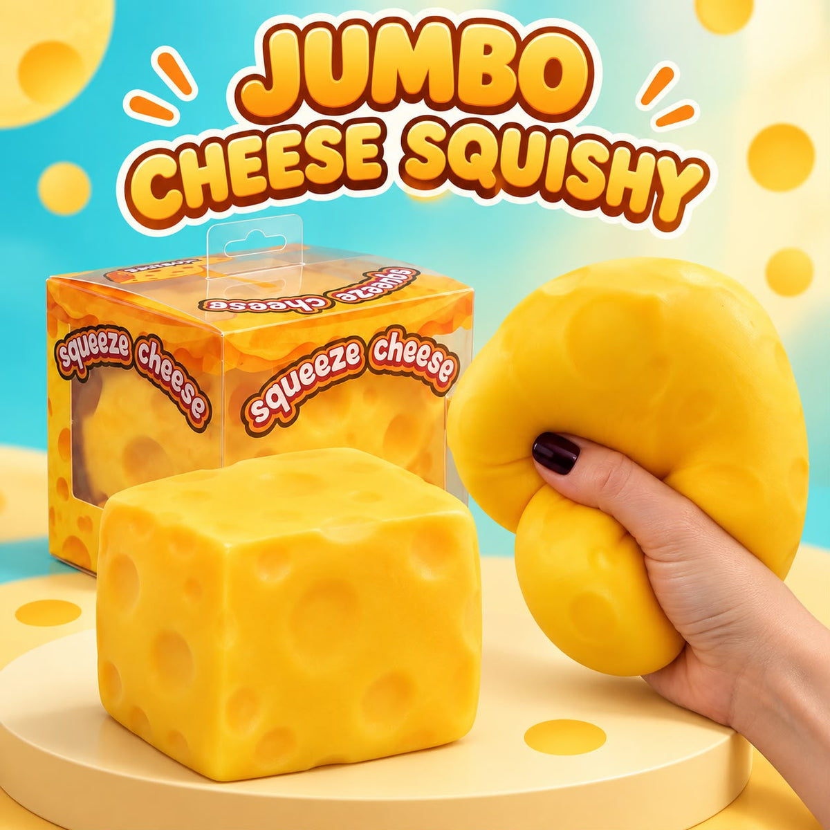 Queso Jumbo Squishy – Juguete Antiestrés Gigante con Relleno de Espuma