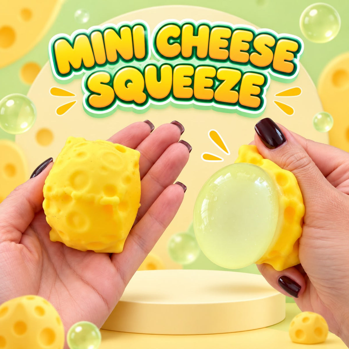 Queso Mini Squishy Antiestrés – Juguete Sensorial con Relleno de Espuma